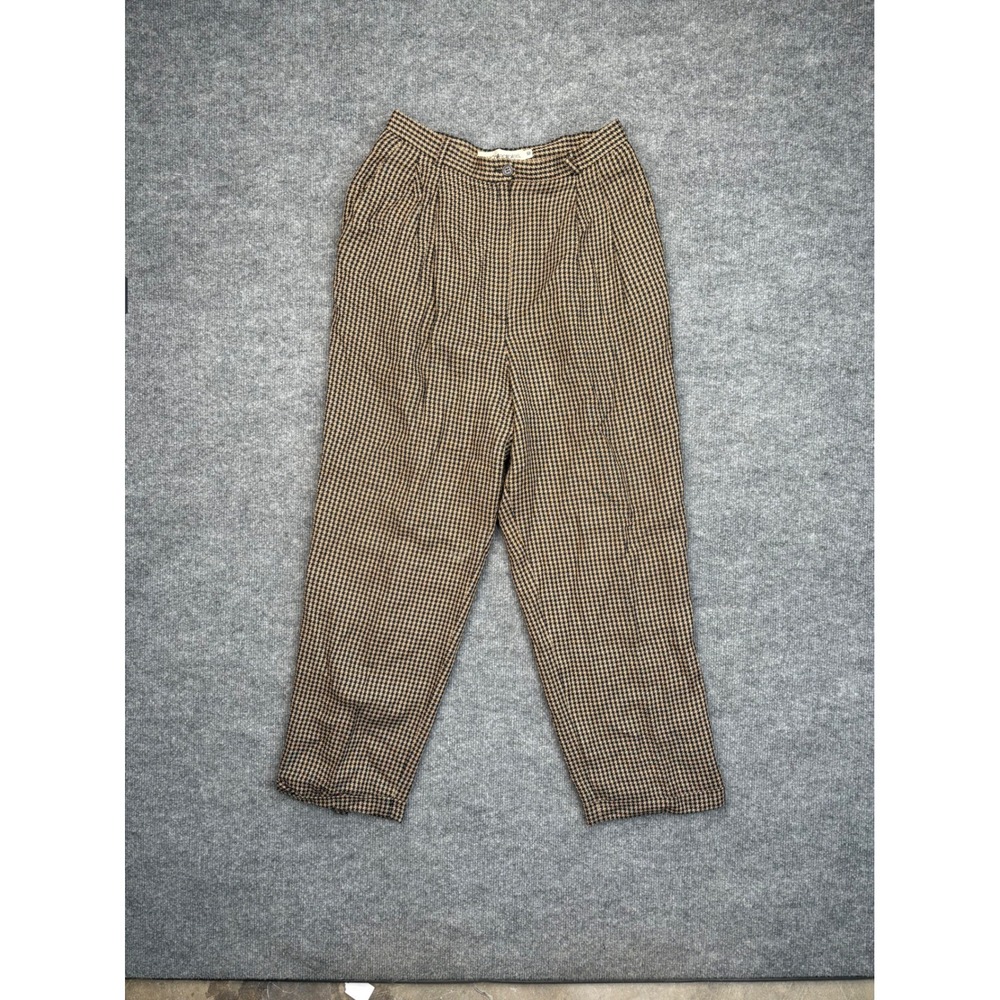 JH Collectibles Vintage Houndstooth Trousers Brown Black Rayon High Rise Size 10
